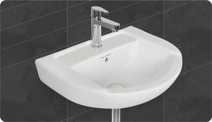 Belmonte Ceramic Wall Mount/Wall Hung Wash Basin for Bathroom/Washroom Daina (LxWxH) 37cm x 48cm x 18cm
