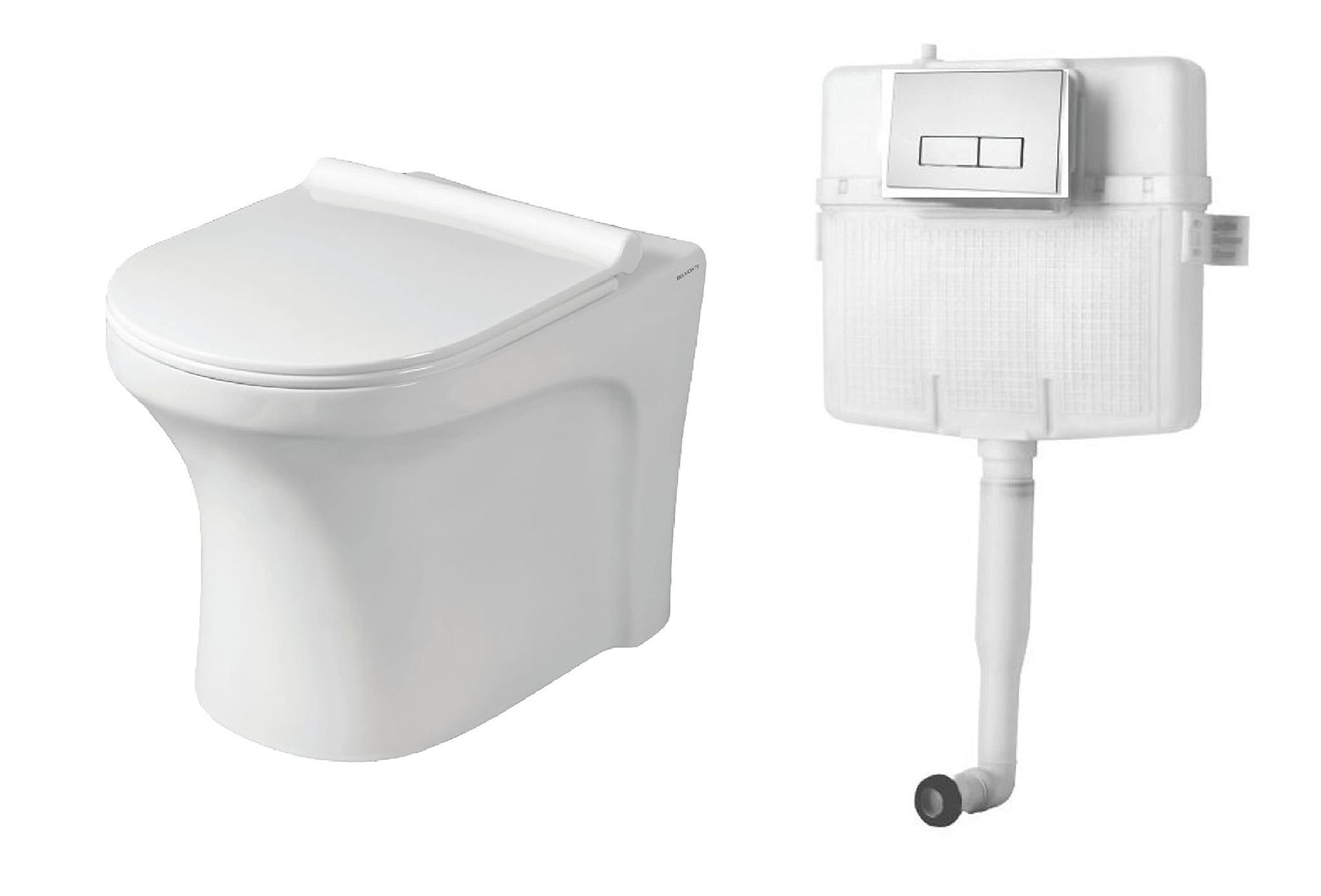 Belmonte Ceramic Floor Mounted Western Toilet/Commode/EWC Retro S Trap with Slim Soft Close Seat Cover and 80mm Thick Dual Flush Concealed Cistern/Flush Tank with Push Flush Plate