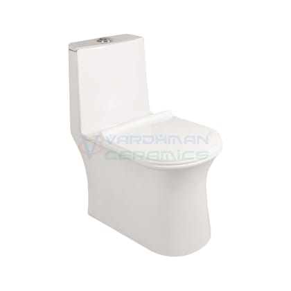 Vardhman Ceramics Siphonic Tornado Flushing One Piece Western Commode Water Closet Floor Mounted S Trap Outlet on Floor Glossy Finish White EWC for Toilet Bathroom Washroom Selta Siphonic White Vardhman Ceramics Siphonic Tornado Flushing One Piece Western Commode Water Closet Floor Mounted S Trap Outlet on Floor Glossy Finish White EWC for Toilet Bathroom Washroom Selta Siphonic White