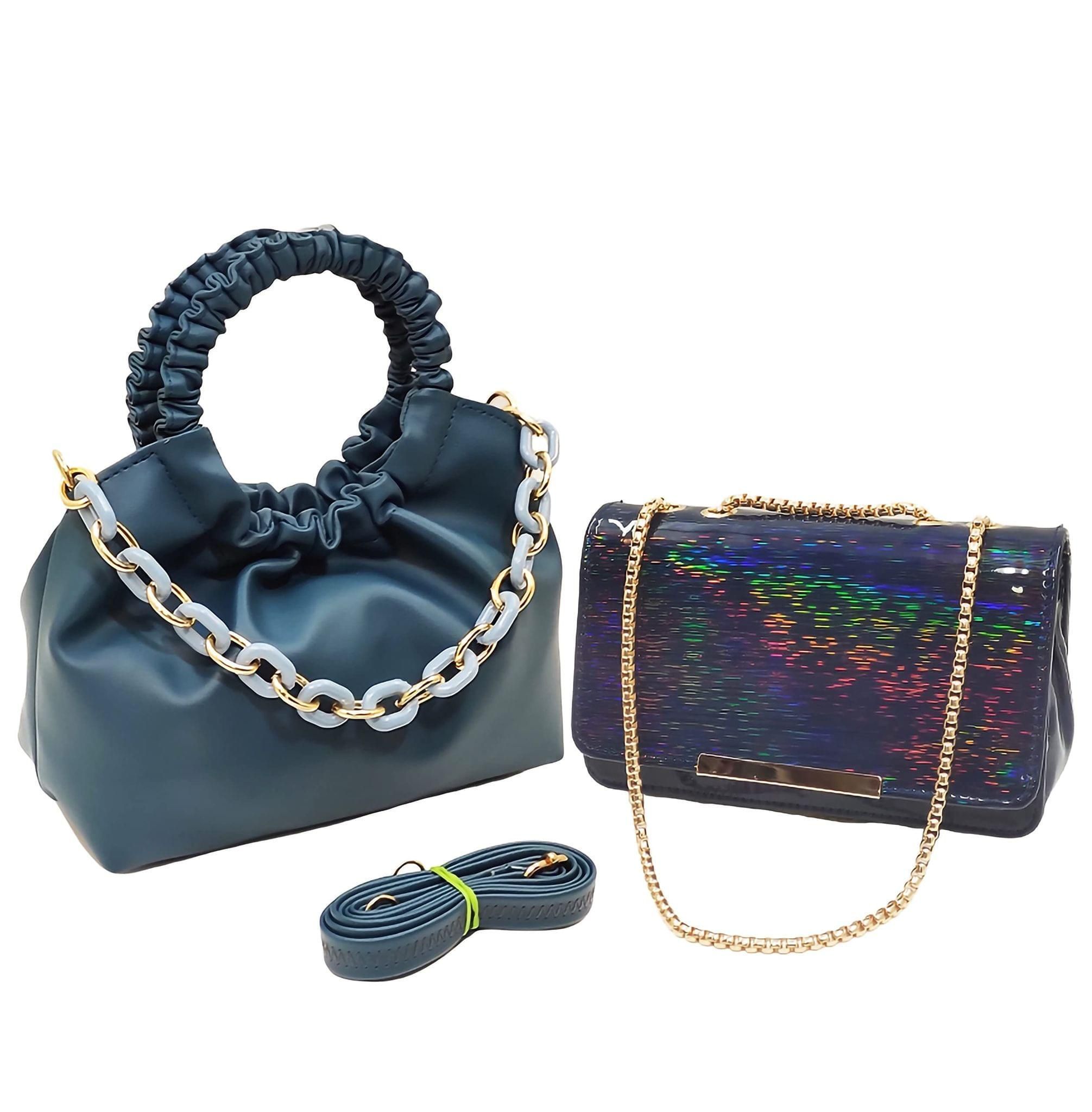 Magnifique Women's Hand/Sling/Side Bag/purse Polyurethane Western (Silver)