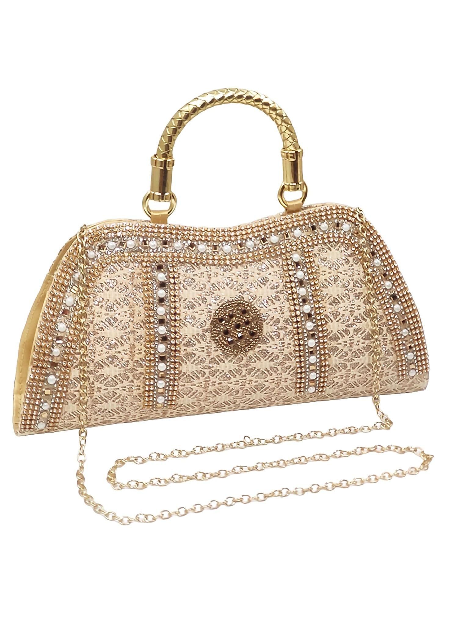 Magnifique Women's Hand/Sling/Side Bag/purse Polyurethane Western (Gold)
