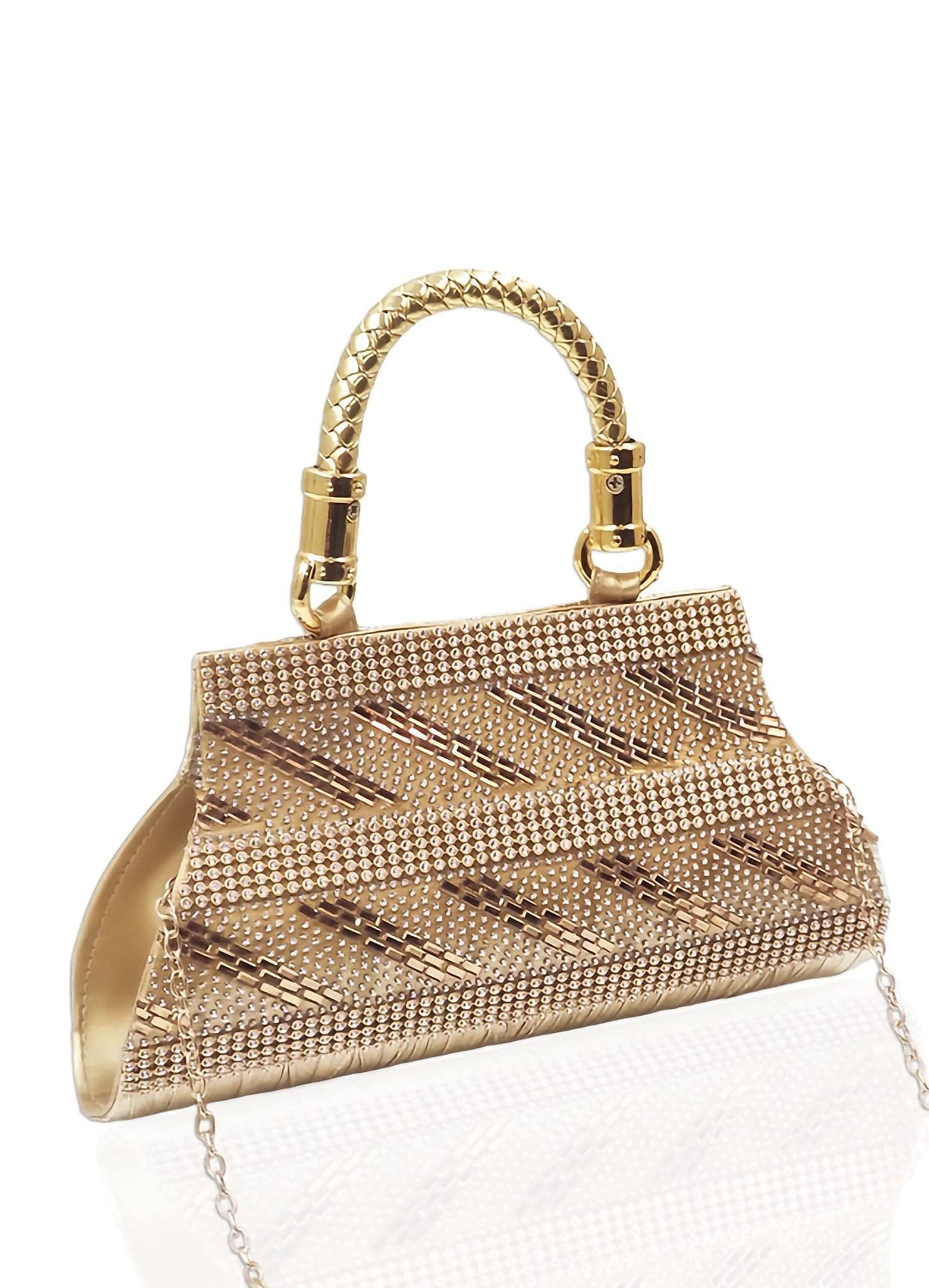 Magnifique Women's Hand/Sling/Side Bag/purse Polyurethane Western (Gold)