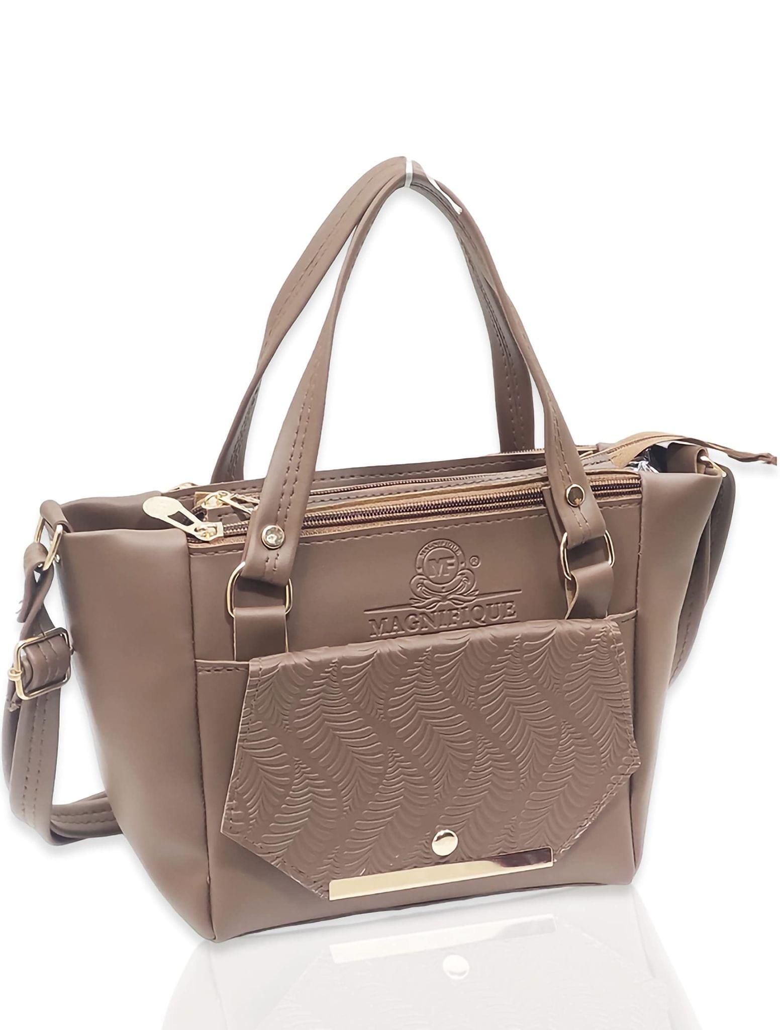 Magnifique Polyurethane ?Women's Hand/Sling/Side Bag/Purse? (Free Size_Gold)