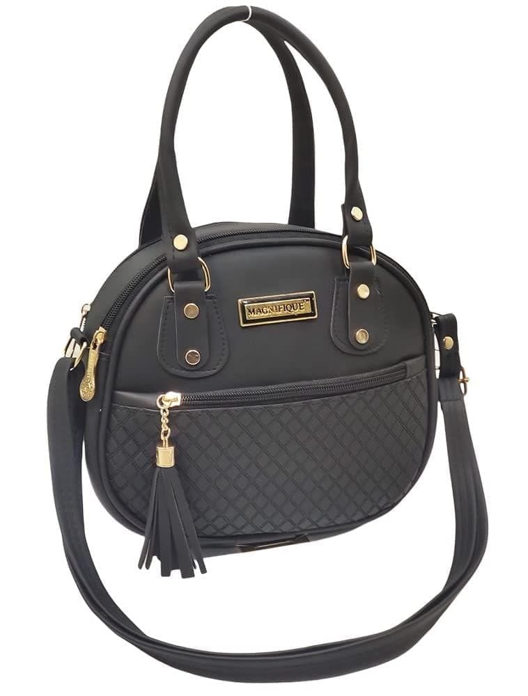 Magnifique Women's Hand/Sling/Side Bag/purse Polyurethane Western (Black)