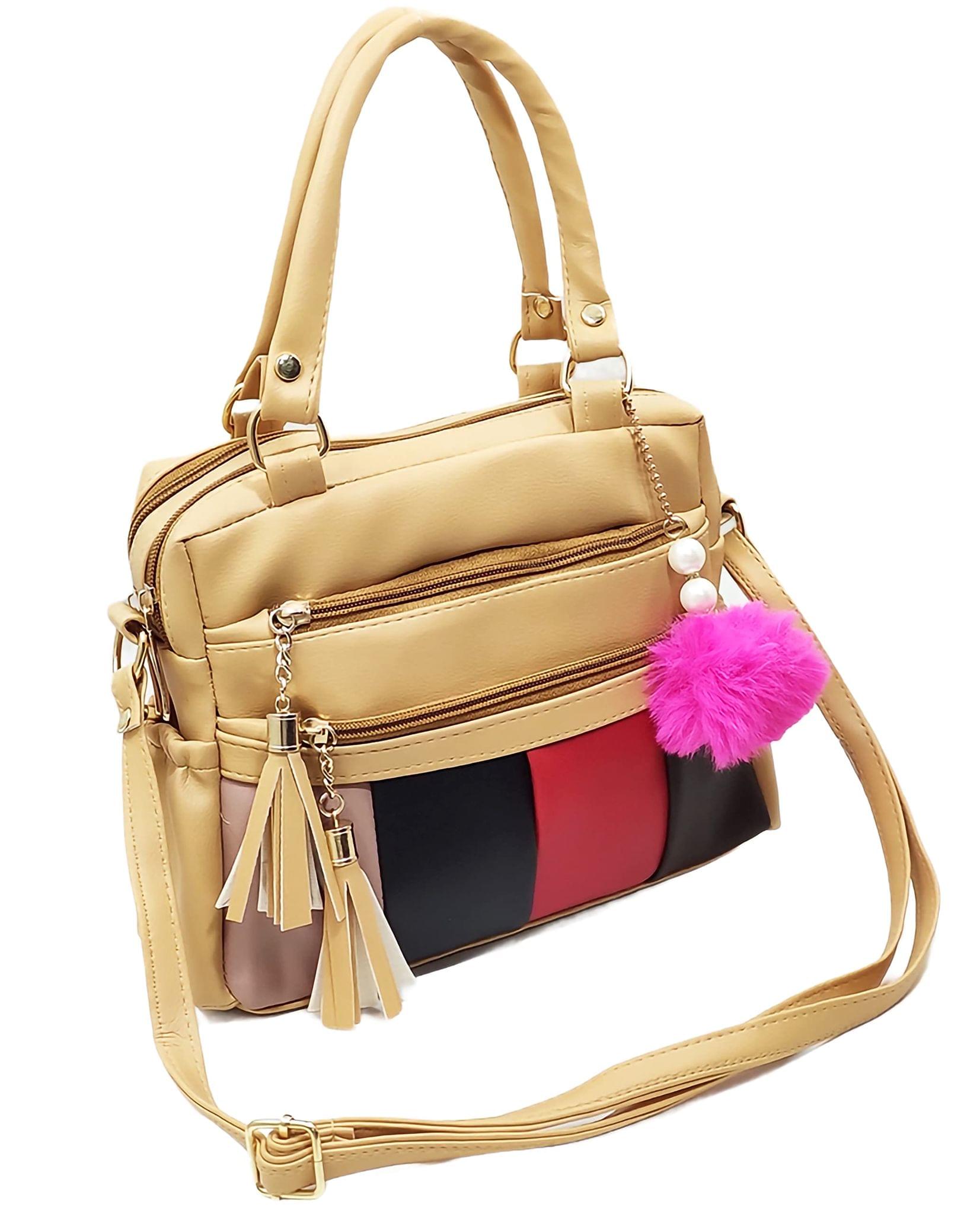 Magnifique Women's Hand/Sling/Side Bag/purse Polyurethane Western (Beige)