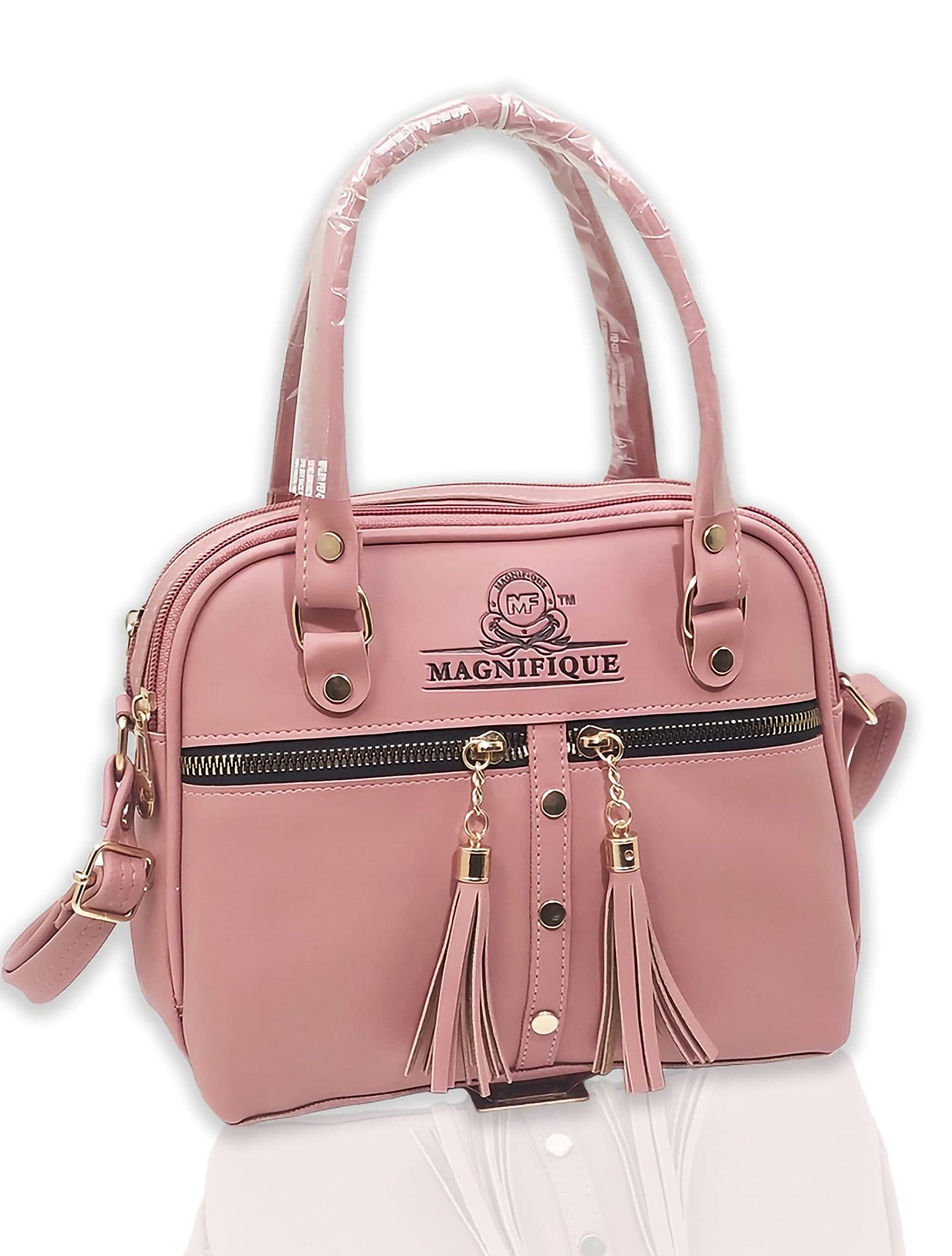 Magnifique Women's Hand/Sling/Side Bag/purse Polyurethane Western (Pink)