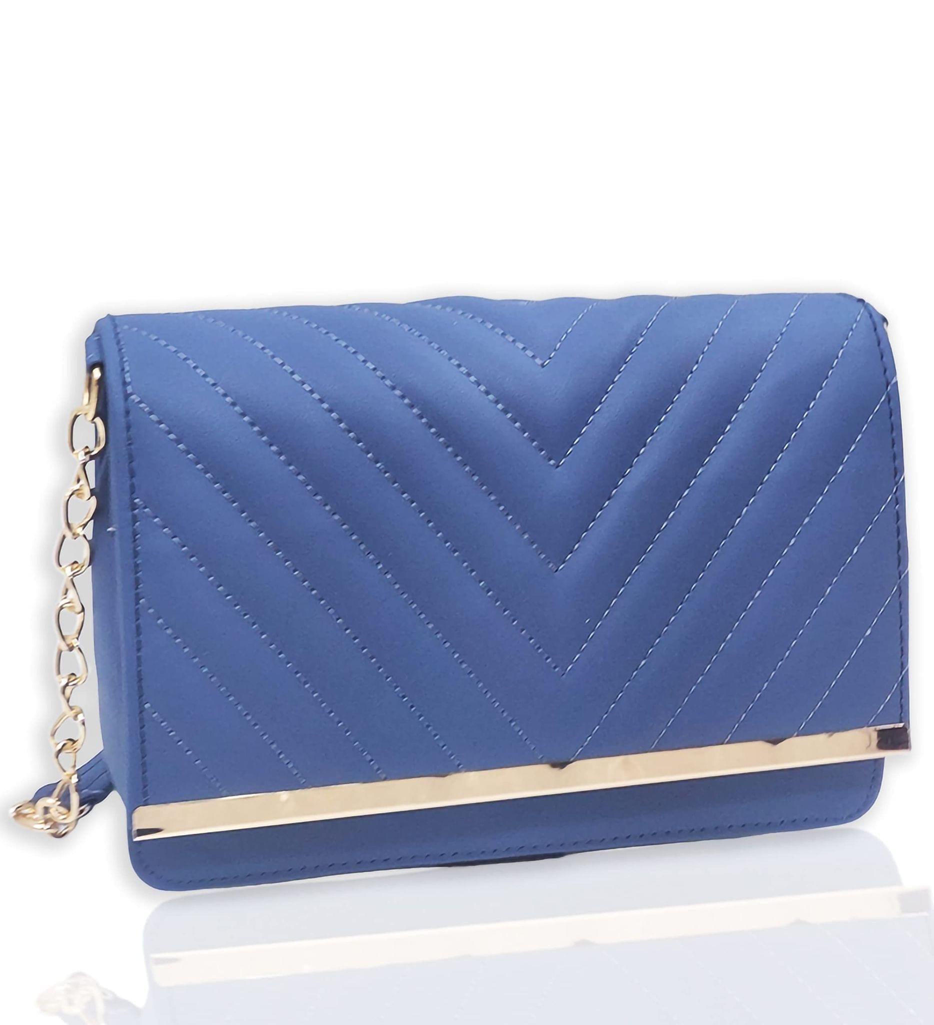 Magnifique Women's Hand/Sling/Side Bag/purse Polyurethane Western (Blue)