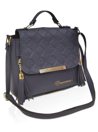 Magnifique Women's Hand/Sling/Side Bag/purse Polyurethane Western (Blue) Magnifique Women's Hand/Sling/Side Bag/purse Polyurethane Western (Blue)
