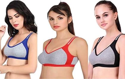 Fashion Bones - Sports Bra Gym Workout Yoga Non Padded Non Wired Pull On Bra (Pack of 3) Fashion Bones - Sports Bra Gym Workout Yoga Non Padded Non Wired Pull On Bra (Pack of 3)