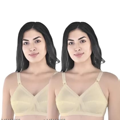 FASHION BONES Women's Cotton Cross Bra | Full Coverage, Non-Padded | Daily Use Cotton Bra | White & Beige | Combo (Pack of 2) FASHION BONES Women's Cotton Cross Bra | Full Coverage, Non-Padded | Daily Use Cotton Bra | White & Beige | Combo (Pack of 2)
