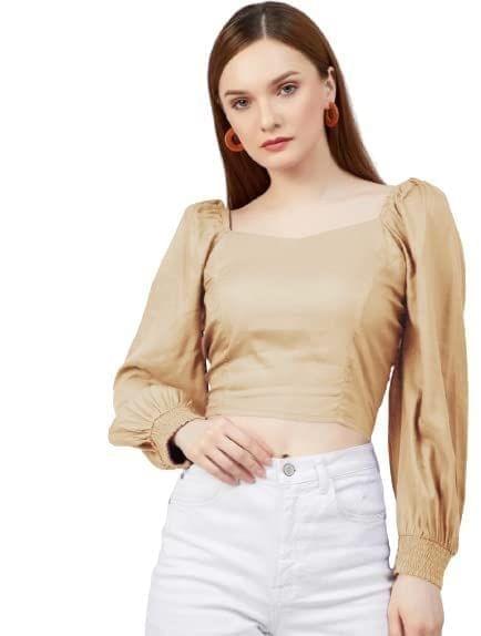 Kulfi Women Casual Bell Sleeve Crop Top