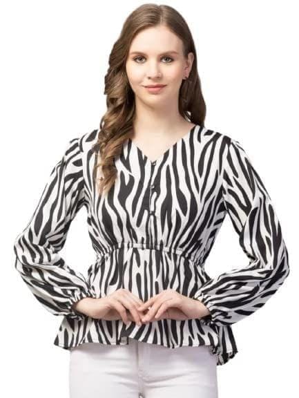Kulfi Women's Animal Zebra Print Top