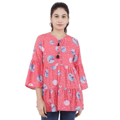 KULFI Women's Pink Printed Polyester Tunic
