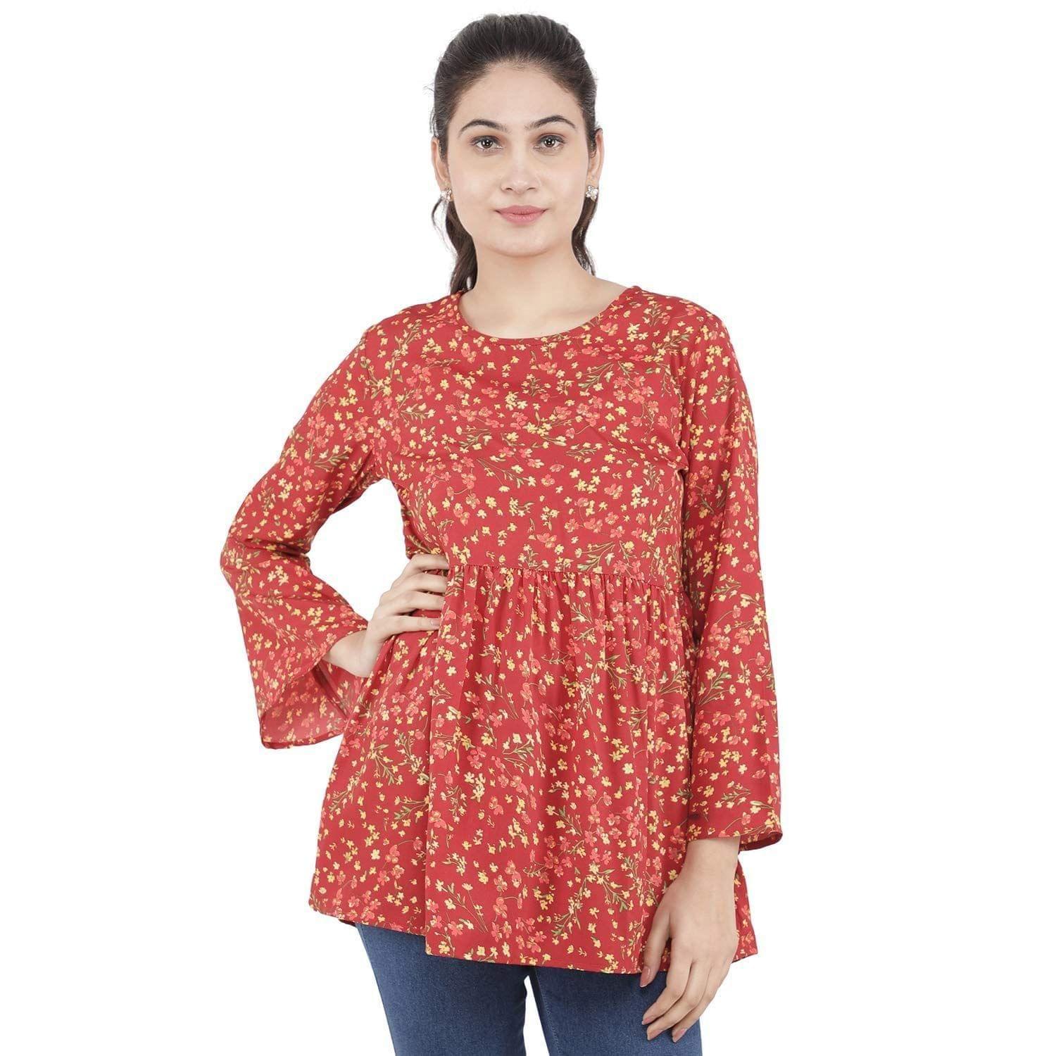 KULFI Women's Floral Print Polyester Top