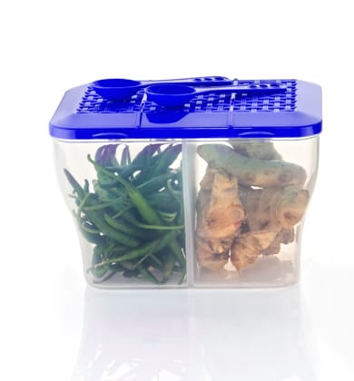 HAPPI Multipurpose Plastic 2 in 1 Masala Box for Kitchen , Spice Boxes for Kitchen , Transparent 2 Compartment Storage Containers Airtight Grocery, Dry Fruits Box 2000 Ml with 2 Spoons(Blue) HAPPI Multipurpose Plastic 2 in 1 Masala Box for Kitchen , Spice Boxes for Kitchen , Transparent 2 Compartment Storage Containers Airtight Grocery, Dry Fruits Box 2000 Ml with 2 Spoons(Blue)