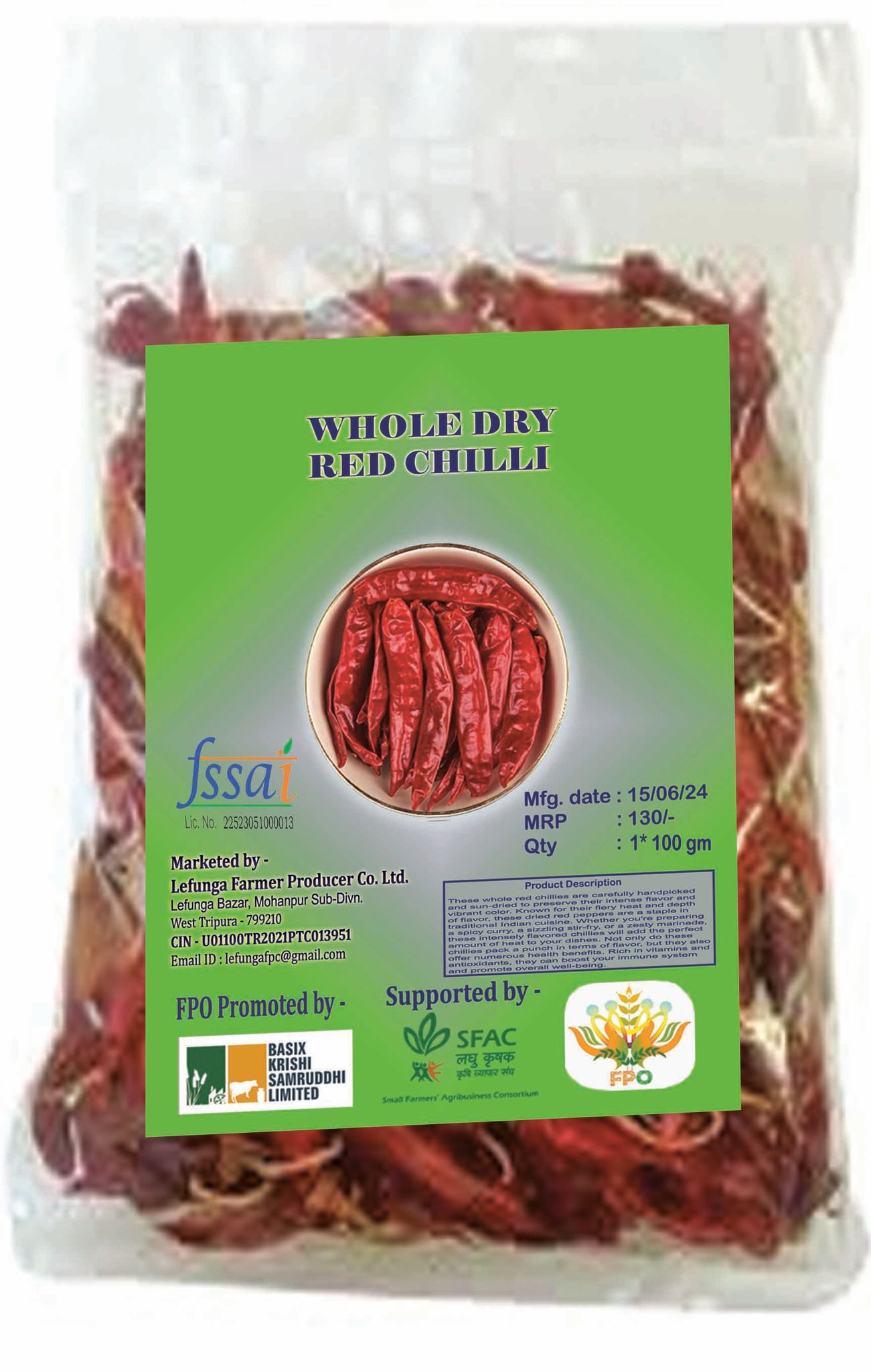 Whole Dry Red chilli (pack of 2)