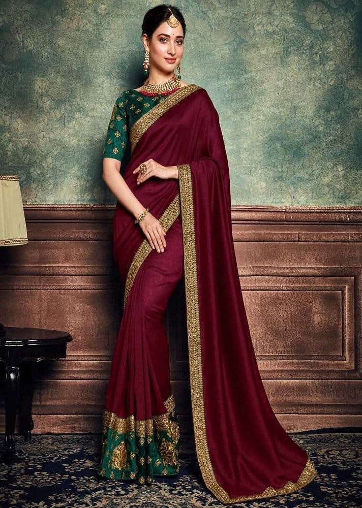 Embroidered Border Art Saree in