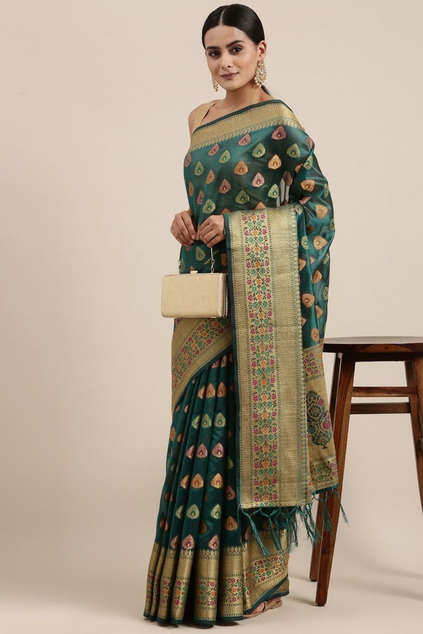 Ramaa Chinon Silk Sarees And Fancy Heavy Multi Sequence Work Blouse Piece