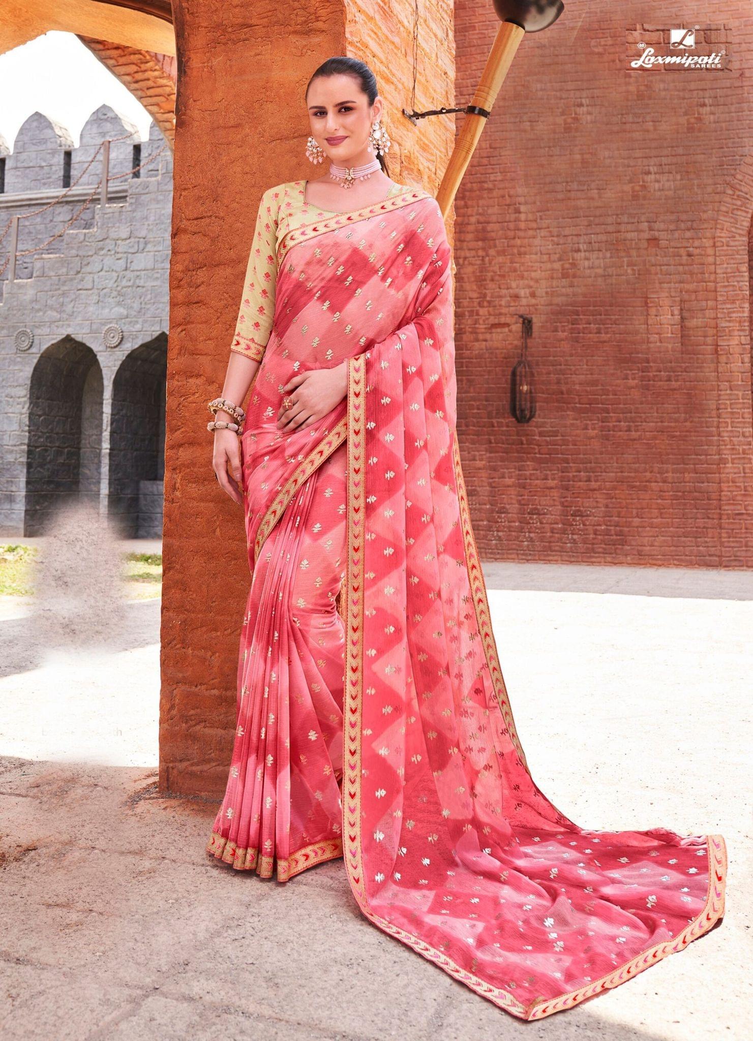 Multicolor Color Sparkle Chiffon Saree With Embroidery Border And Fancy Resham Embroidery Blouse Piece