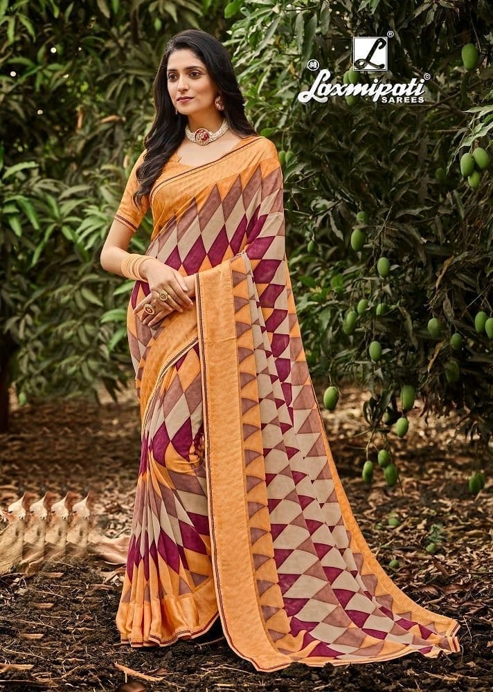 Multicolor Color Georgette Saree With Fancy Border And Blouse Piece