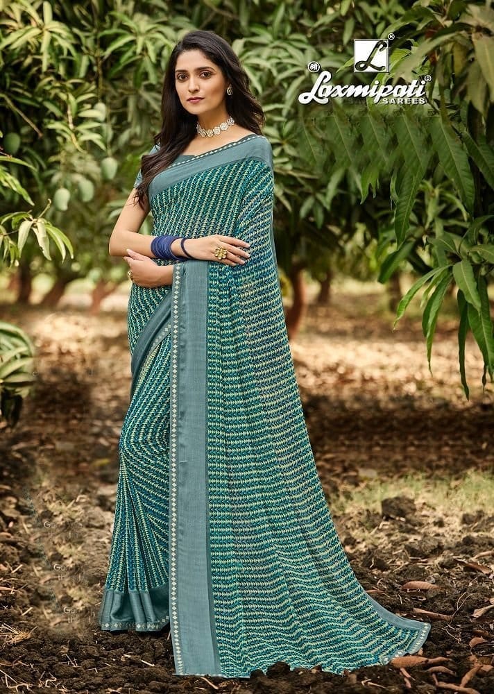 Multicolor Color Georgette Saree With Fancy Border And Blouse Piece