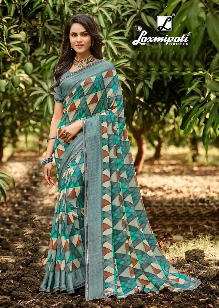 Multicolor Color Georgette Saree With Fancy Border And Blouse Piece