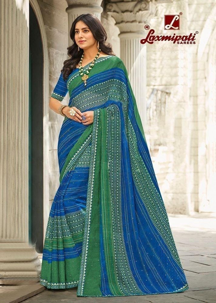 Multicolor Color Chiffon Printed Saree With Fancy Border And Fancy Blouse Piece