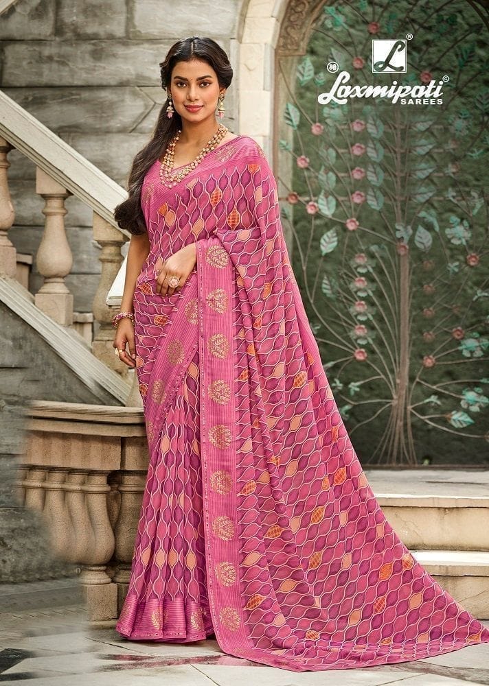 Multicolor Color Georgette,Viscose Printed Saree With Fancy Border And Fancy Blouse Piece