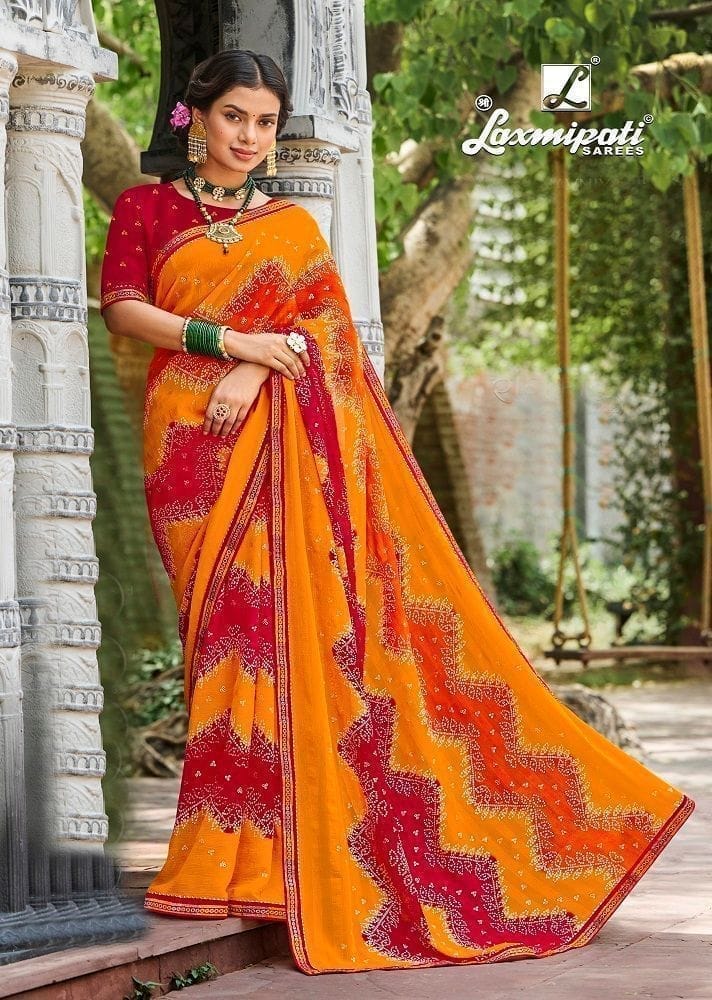 Multicolor Color Georgette Printed Saree With Fancy Border And Fancy Blouse Piece