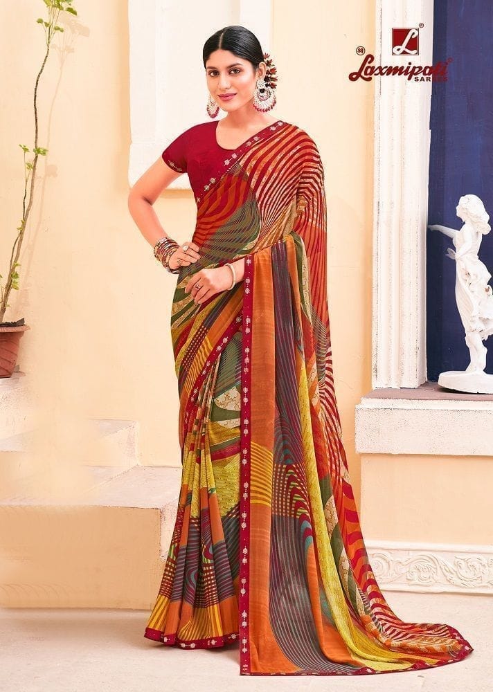 Digital Printed Georgette Saree in Multicolor