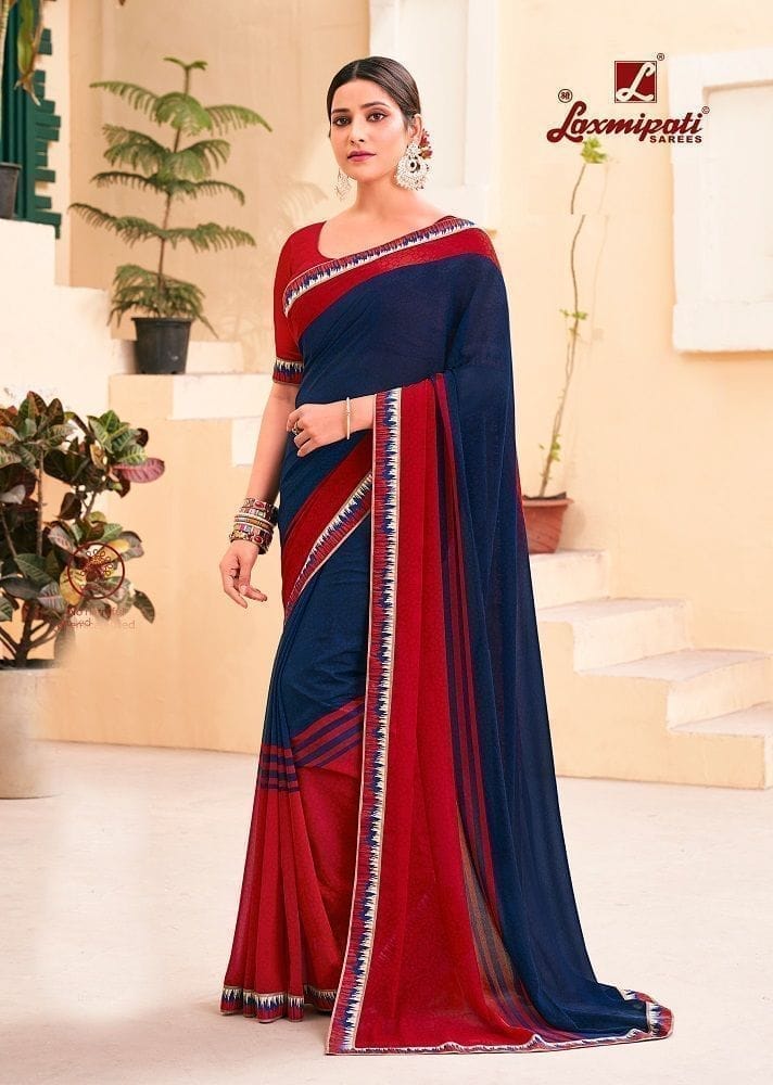 Digital Printed Georgette Saree in Blue