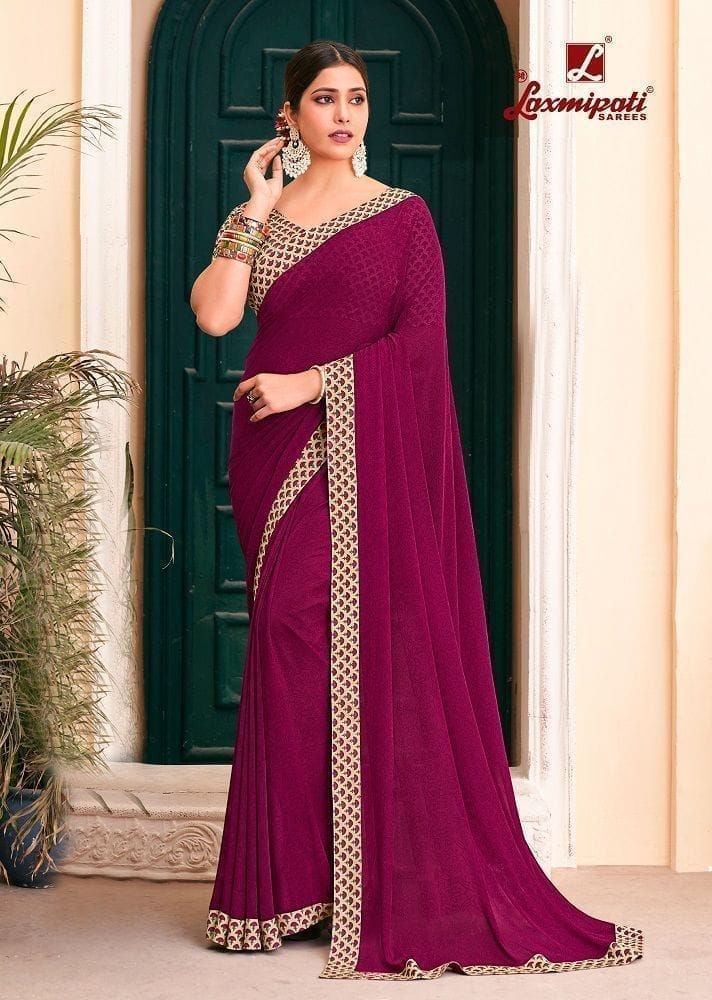 Digital Printed Georgette Saree in Wine