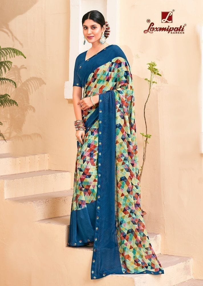 Digital Printed Georgette Saree in Multicolor