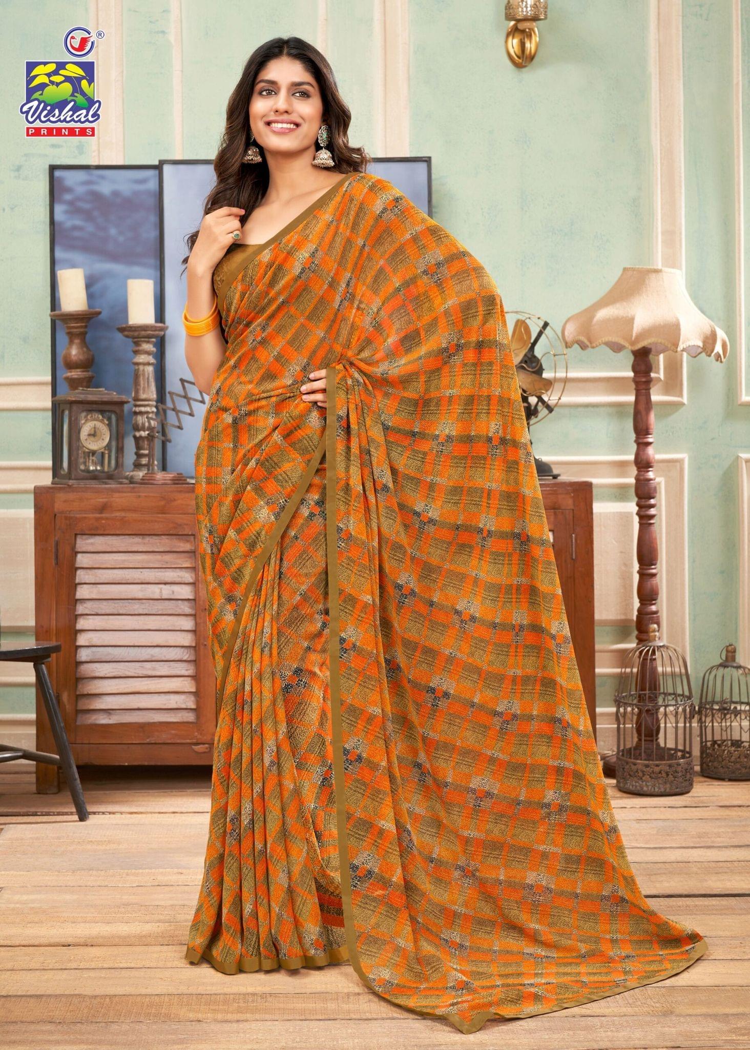 Multicolor Color Georgette Printed Saree With Attached Work Border And Fancy Printed Blouse Piece