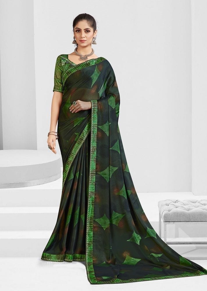 Digital Printed Georgette Saree in Multicolor