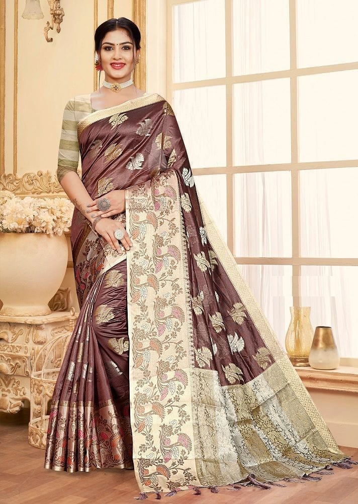 Woven Art Silk Saree in Purple