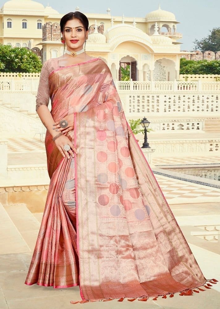 Woven Art Silk Saree in Pink