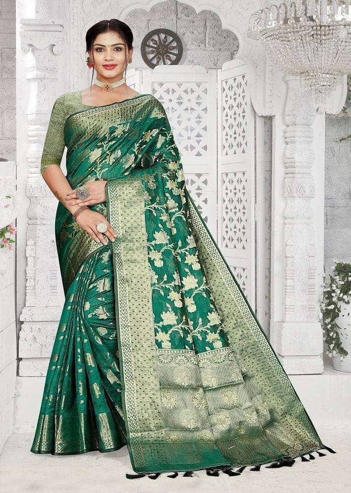 Woven Art Silk Saree in Green