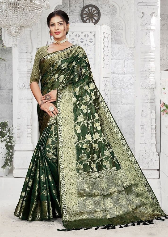 Woven Art Silk Saree in Green