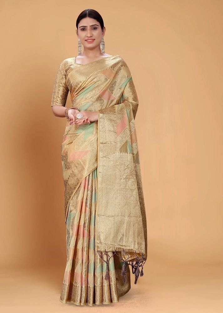 Woven Art Silk Saree in Multicolor