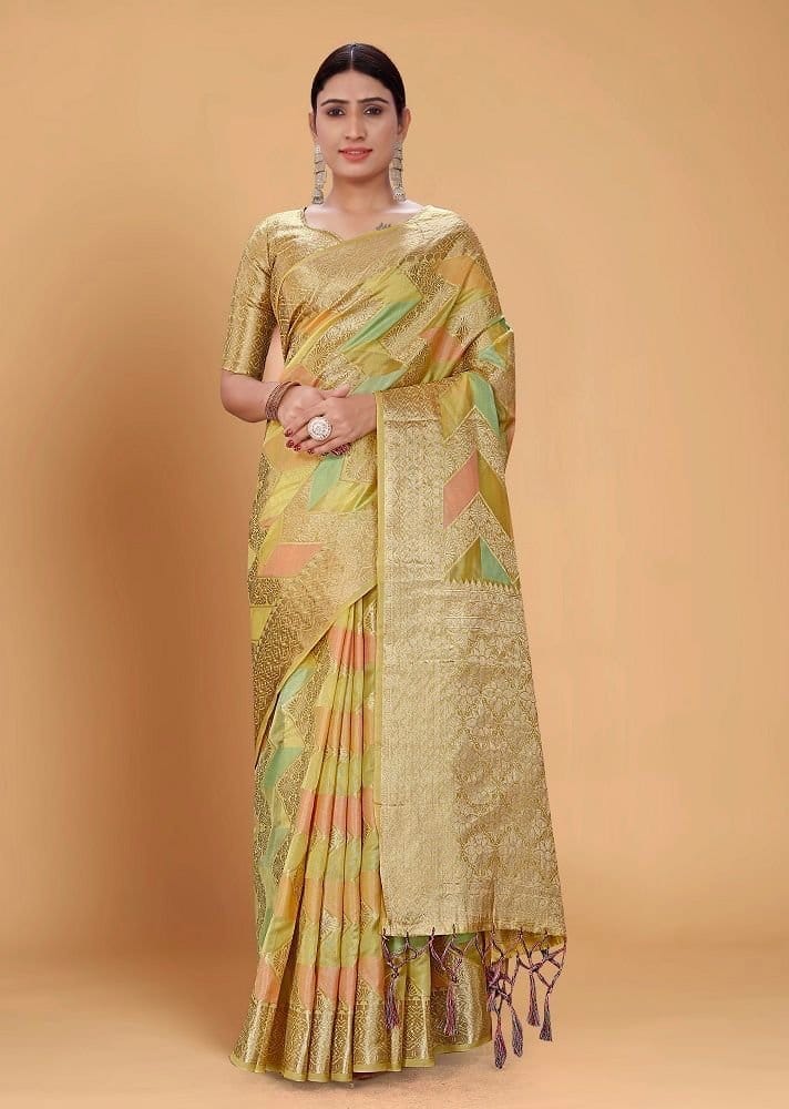 Woven Art Silk Saree in Multicolor
