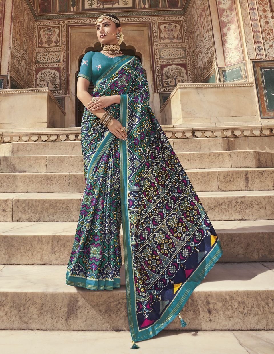Vipul Multicolor Patola Special SILK SAREES With Value Addition On Pallu Also And Ramaa Fancy Print Blouse Material.