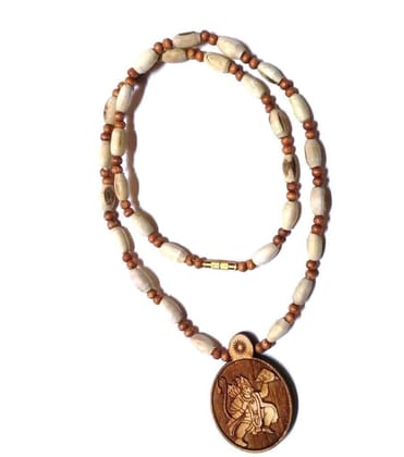 GOKULAM Tulsi Kanthi Mala with Wooden Hanuman ji Locket Brown tulsi Beads (Tulsi mala) LH-ZML