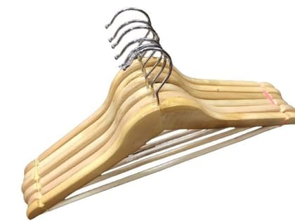 Solid Wood Garment Hangers 360 Degree Swivel Chrome Hook -Natural Finish Super Sturdy and Durable Wooden Hangers, Pack of 6 Solid Wood Garment Hangers 360 Degree Swivel Chrome Hook -Natural Finish Super Sturdy and Durable Wooden Hangers, Pack of 6