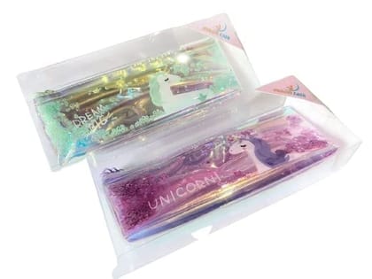 GOKULAM Cute Water Glitter Fur Pouch for Stationery and Makeup Accessories(Assorted Color),Set of 1 GOKULAM Cute Water Glitter Fur Pouch for Stationery and Makeup Accessories(Assorted Color),Set of 1