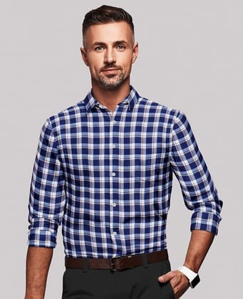 JSPARK Premium Cotton Checkered Formal Shirt for Men – Checks Regular Fit Full Sleeve Men’s Shirts, Gents Long Sleeves Check Dress Shirt, Smart Formals, Work Wear, Business Casual