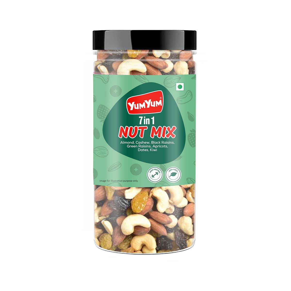 YUM YUM Premium Mixed Dry fruits Almonds, Cashews, Green Raisins, Black Raisins, Kiwi, Dates (500 g)