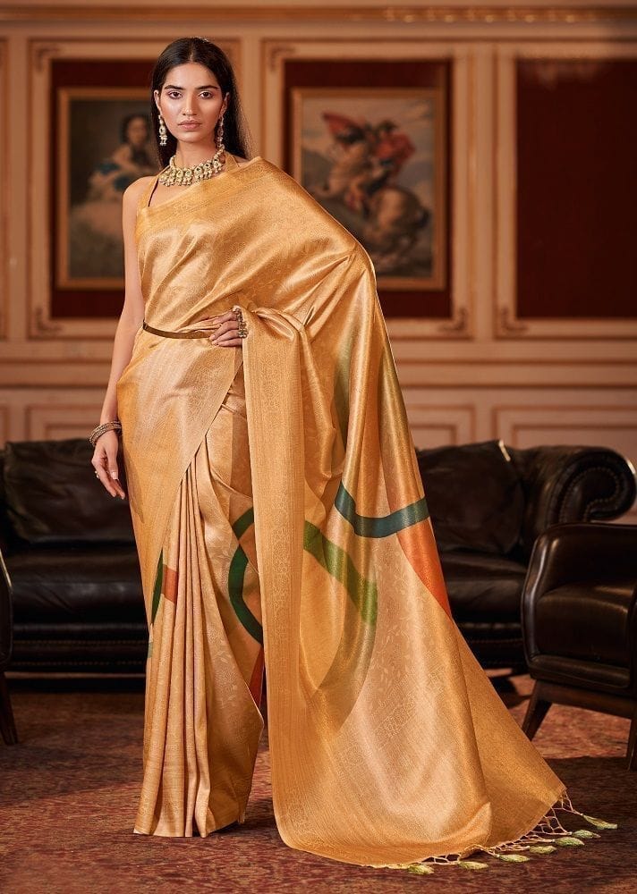 Woven Art Silk Jacquard Saree in Mustard