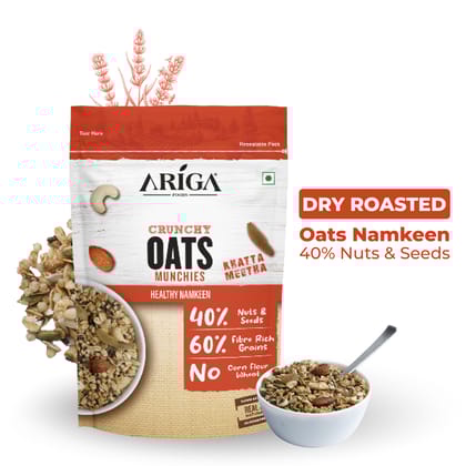 Ariga Foods Oats Munchies Multigrain 40% Nuts & Seeds | Khatta Meetha Flavour | Diet Food (200 g)