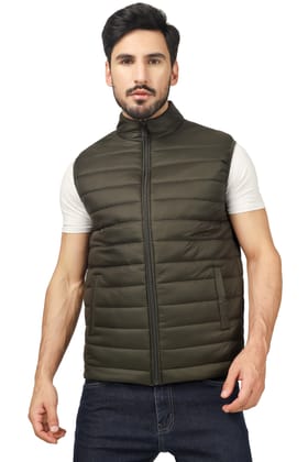 BlueFicus Mens Nylon Quilted Short Length, Sleeveless Puffer Jacket (Olive Green) BlueFicus Mens Nylon Quilted Short Length, Sleeveless Puffer Jacket (Olive Green)